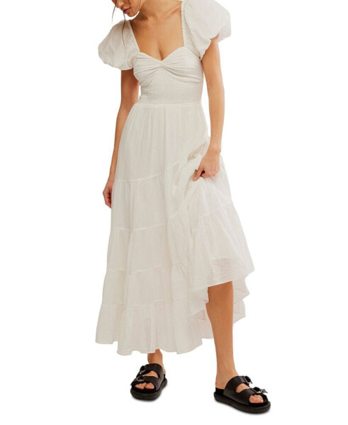 Women's Sundrenched Puff-Sleeve Tiered Dress