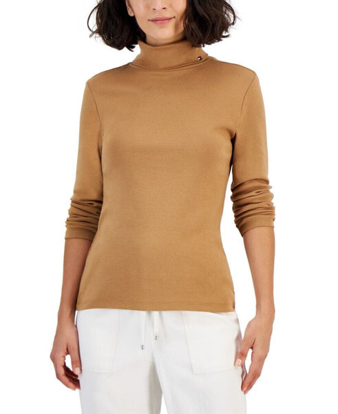 Women's Long Sleeve Cotton Turtleneck Top