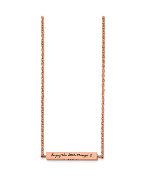 Enameled CZ ENJOY THE LITTLE THINGS Bar Cable Chain Necklace