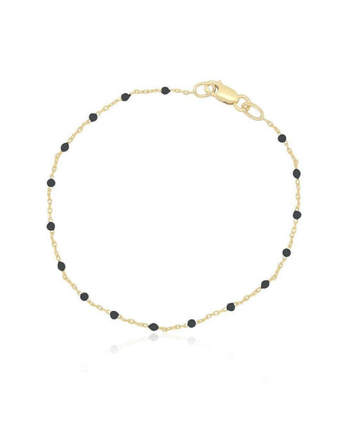 Black Bead Bracelet 14K Gold