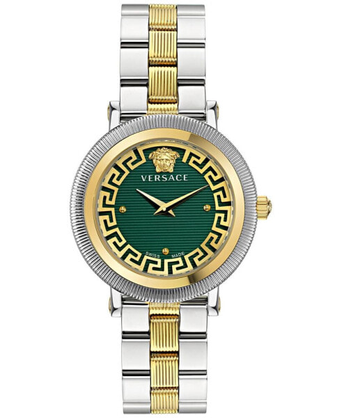 Women's Swiss Greca Flourish Two-Tone Stainless Steel Bracelet Watch 35mm