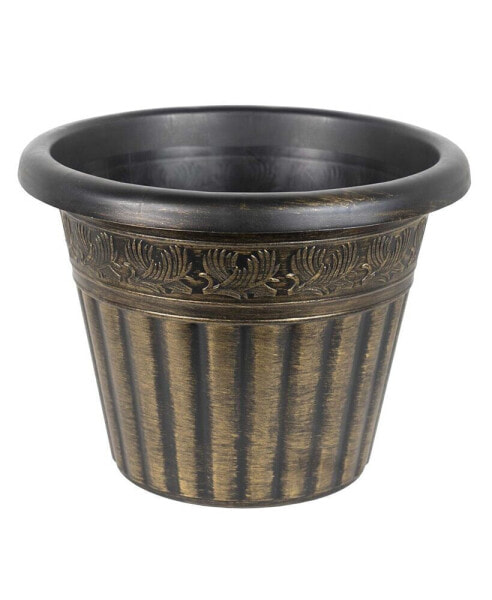 Outdoor Dragon Banded Plastic Planter Gold 13 Inches