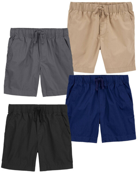 Kid 4-Pack Pull-On Poplin Shorts 8