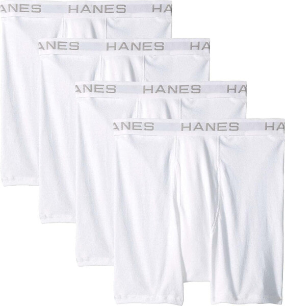 Белье для мужчин Hanes Core Cotton Platinum 4 шт. брифы белого цвета размер M