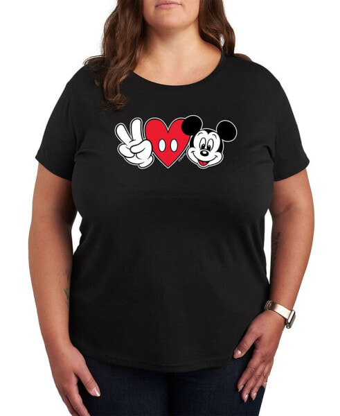 Trendy Peace love Mickey Plus Size Graphic T-shirt