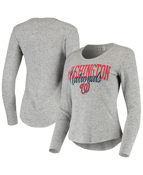 Women's Heathered Gray Washington Nationals Tri-Blend Long Sleeve T-shirt