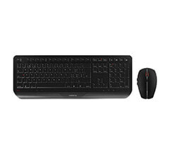 Cherry GENTIX DESKTOP Wireless Keyboard & Mouse Set - Black - USB (QWERTY - UK) - Full-size (100%) - RF Wireless - Black - Mouse included