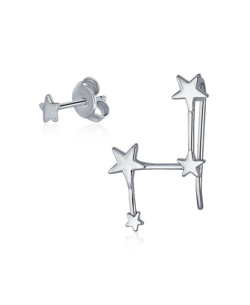 Minimalist Delicate Trendy Petite Celestial Astrology Constellation Shinning North Star Stud Earrings For Women 14K Gold Plated .925 Sterling Silver