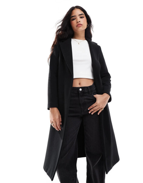 New Look belted formal coat in black