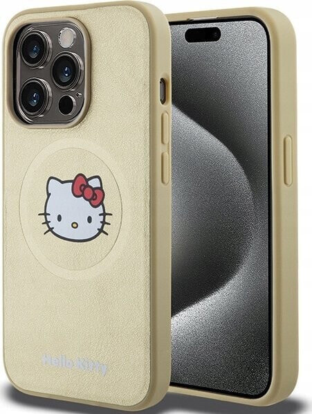 Sourcing Hello Kitty HKHMP15XPGHCKD iPhone 15 Pro Max 6.7" gold/gold hardcase Leather Kitty Head MagSafe