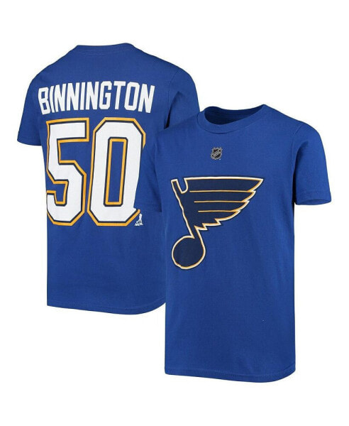 Big Boys Jordan Binnington Royal St. Louis Blues Player Name and Number T-shirt