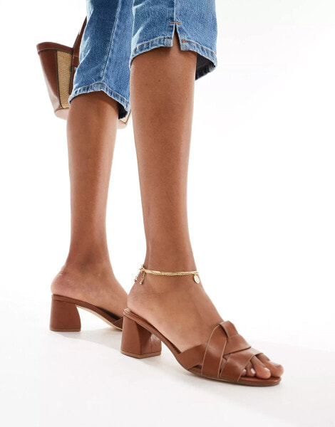 Truffle Collection block heel mule sandals in tan