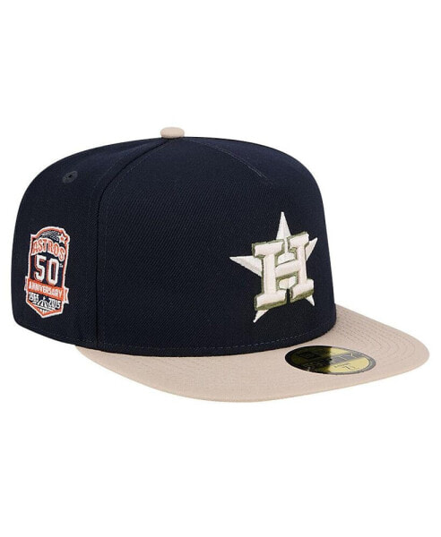 Men's Navy Houston Astros Canvas A-Frame 59FIFTY Fitted Hat