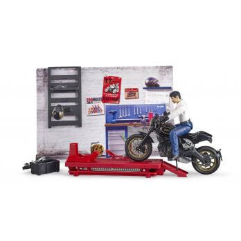 Игровой набор Bruder Ремонтный набор для мотоцикла ,с фигуркой и мотоциклом Ducati Scrambler Cafe Racer. 62101