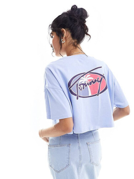 Tommy Jeans oversized cropped archive t-shirt in blue