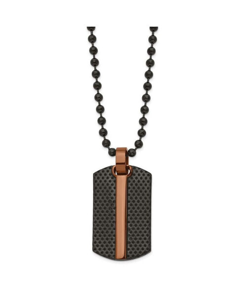 Chisel polished Black and Brown IP-plated Dog Tag Ball Chain Necklace