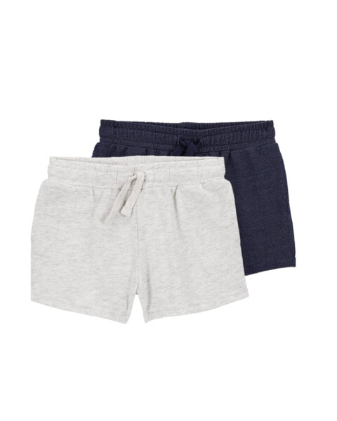 Baby 2-Pack Knit Denim Pull-On French Terry Shorts 24M
