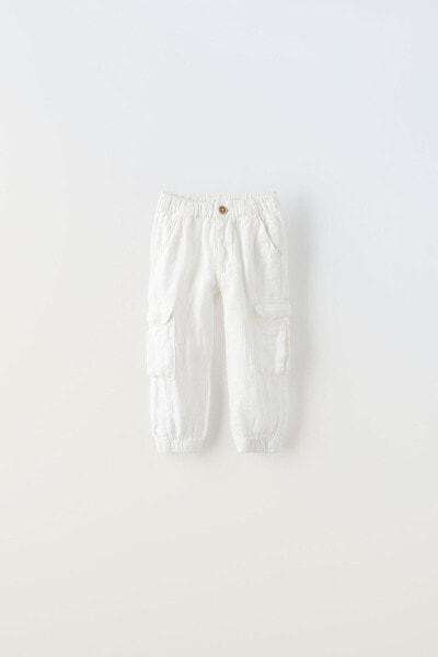 Linen cargo trousers