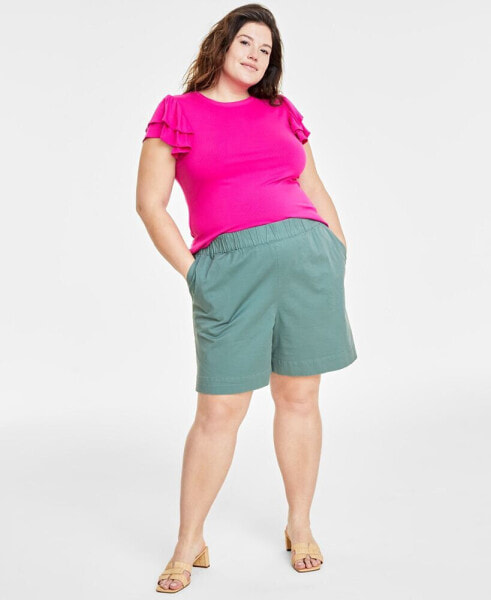 Trendy Plus Size High-Rise Pull-On Chino Shorts, Created for Macy's