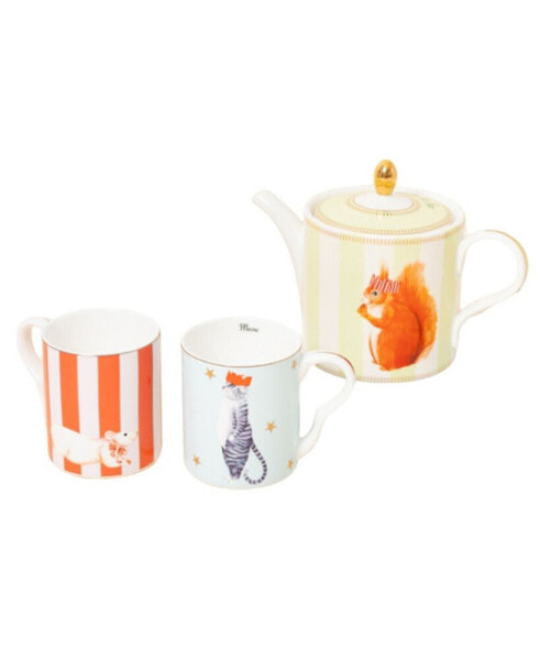 Small Teapot and 2 Small Mugs Gift Set