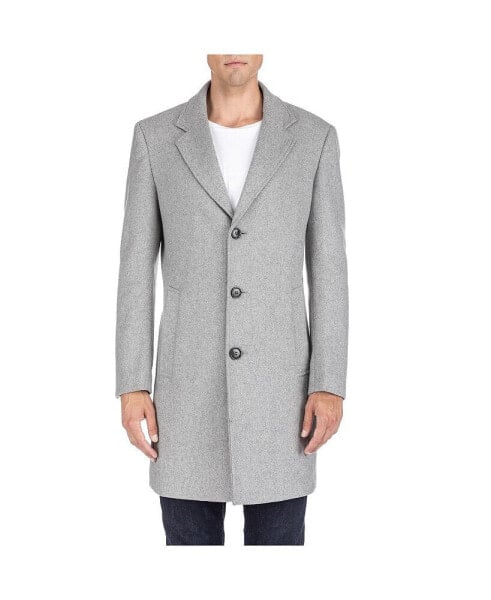 Men's Tailored Wool Blend Notch Collar Wool Blend Walker Car Coat