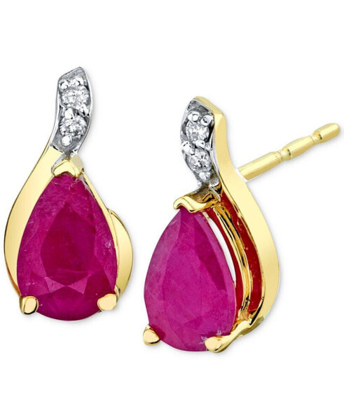 Серьги Macy's Ruby & Diamond Pear