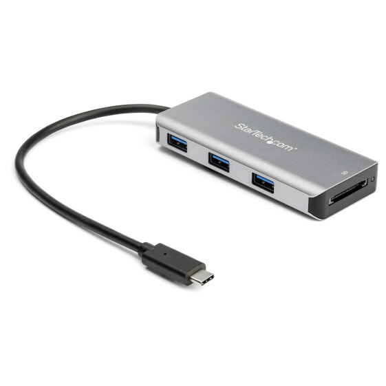 StarTech.com 3-Port USB-C Hub with SD Card Reader - 10Gbps - 3x USB-A - USB 3.2 Gen 2 (3.1 Gen 2) Type-C - USB 3.2 Gen 2 (3.1 Gen 2) Type-A - SD - 10000 Mbit/s - Black - Grey - Aluminium - Plastic