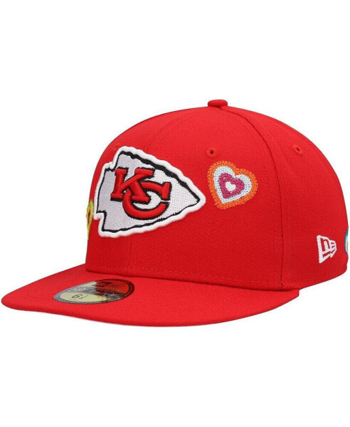 Men's Red Kansas City Chiefs Chain Stitch Heart 59Fifty Fitted Hat