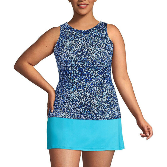 Plus Size Mastectomy Chlorine Resistant High Neck UPF 50 Modest Tankini Swimsuit Top