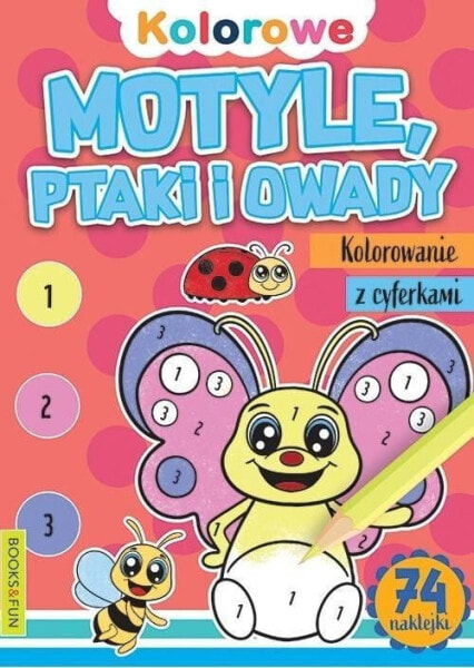 Motyle, ptaki i owady. Kolorowanie z cyferkami