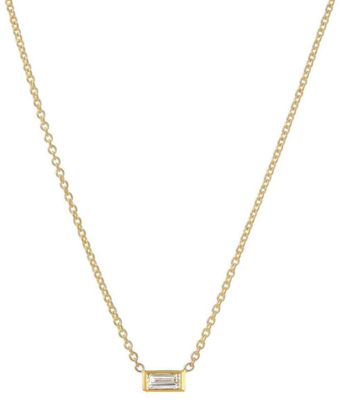Diamond Baguette Pendant Necklace (1/10 ct. t.w.) in 14k Gold, 16" + 2" extender