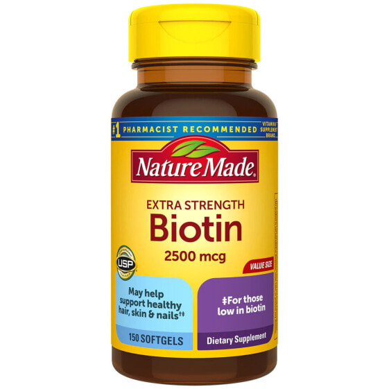 Nature Made Biotin Биотин для питания кожи и укрепления волос и ногтей  2500 мкг 150 капсул