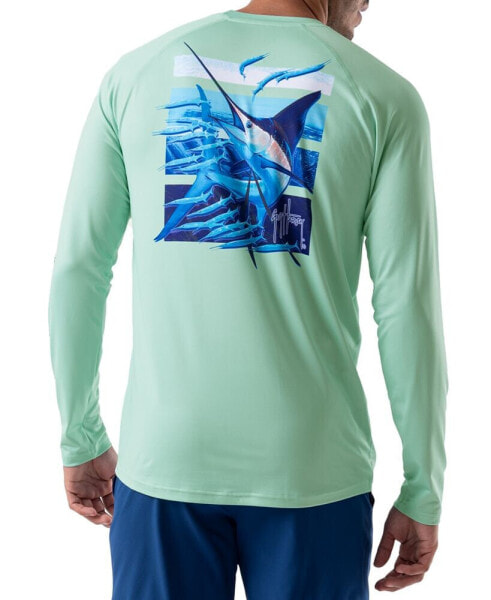 Men's Long-Sleeve Crewneck UPF Performance Graphic T-Shirt