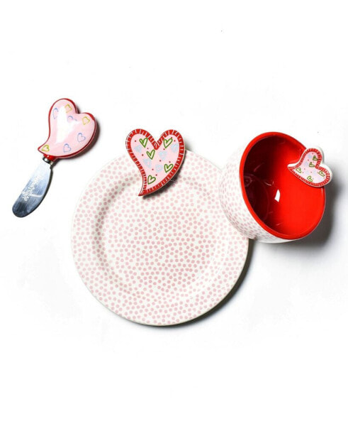 by Laura Johnson Heart Embellishment Plate Bowl and Spreader, Set of 3
