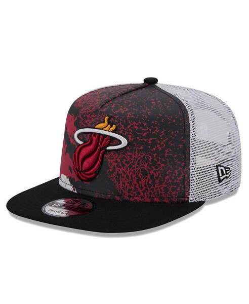 Men's Black Miami Heat Court Sport Speckle 9fifty Snapback Hat