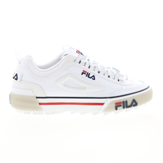 Fila Disruptor II Vulcanized Womens White Leather Lifestyle Sneakers Shoes