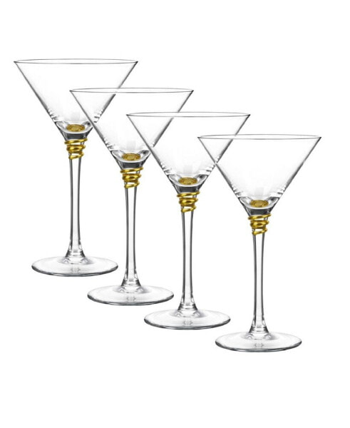 Бокалы для мартини Qualia Glass Helix Gold, набор из 4 шт.