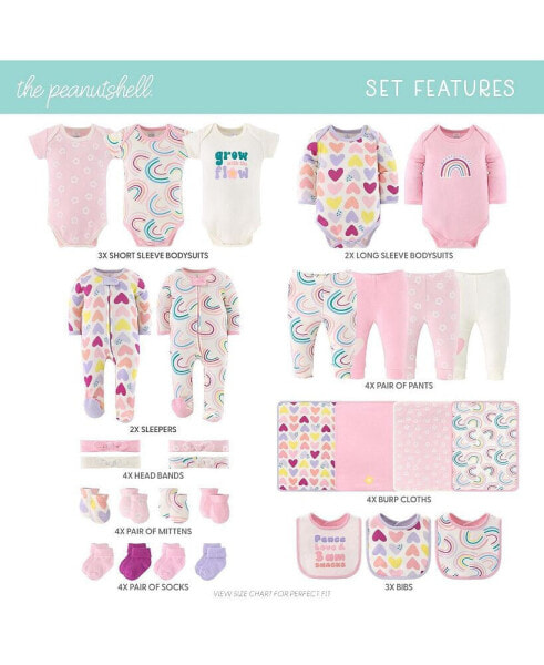 Baby Girls Baby Layette Gift Set for Baby Pretty Sweet, 30 Essential Pieces, 0-3 Months