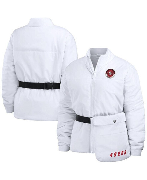 Women's White San Francisco 49ers Packaway Full-Zip Puffer Jacket