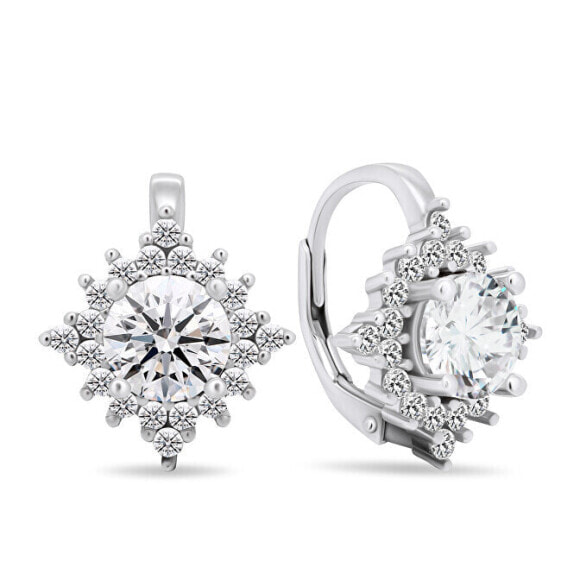 Breathtaking silver earrings with clear zircons EA405W