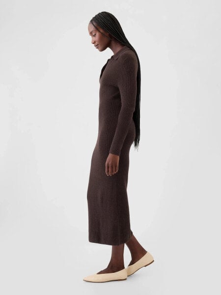 CashSoft Rib Midi Polo Sweater Dress