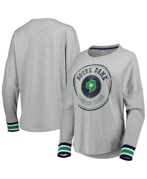 Women's Heathered Gray Notre Dame Fighting Irish Andy Long Sleeve T-shirt