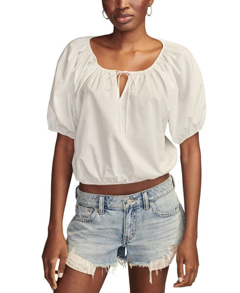 Women's Cotton Gathered Poplin Top