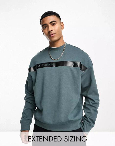 Armani Exchange front taped logo sweatshirt in slate grey