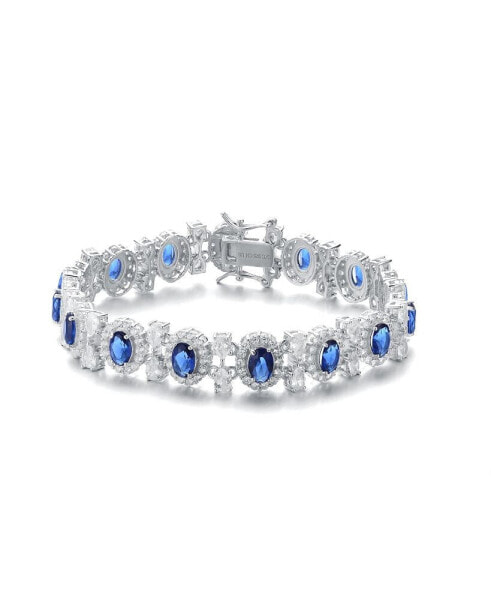 Cubic Zirconia Sterling Silver Colored and Clear Cubic Zirconia 'Bling' Bracelet