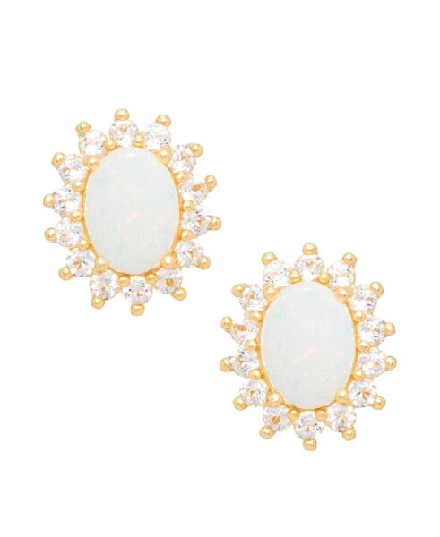 Серьги Macy's Opal and White Topaz Stud