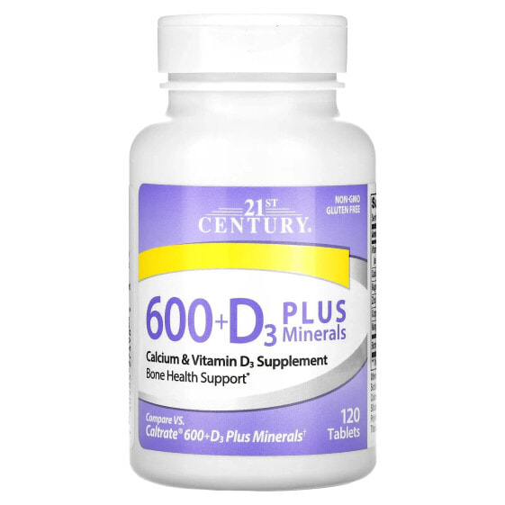 600+D3 Plus Minerals, 120 Tablets