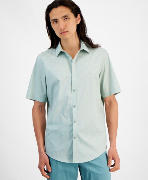 Men's Fern Regular-Fit Stretch Geometric Button-Down Poplin Shirt, Created for Macy's