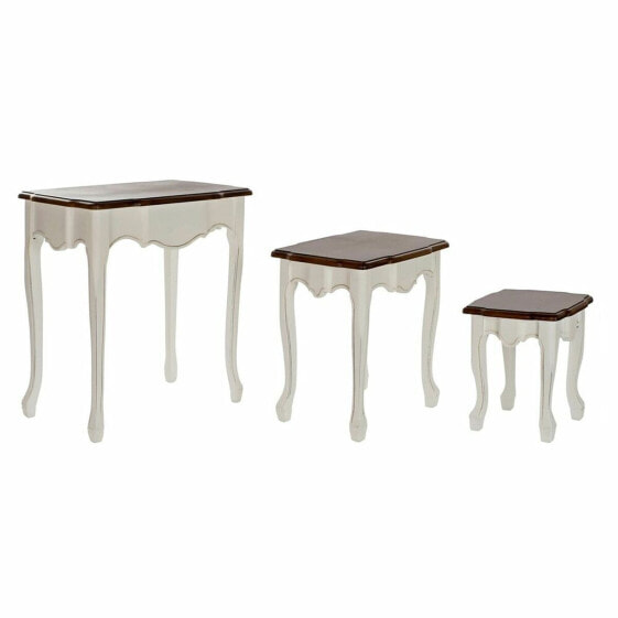 Набор из трех столиков DKD Home Decor Белый Коричневый 60 x 40 x 66 cm