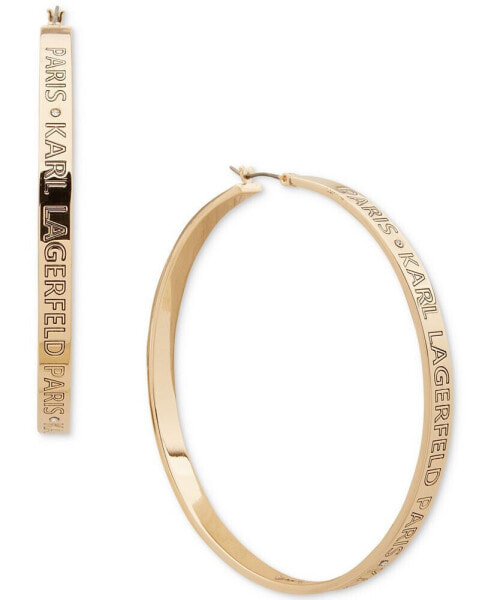 Gold-Tone Logo Large Hoop Earrings, 2.44"